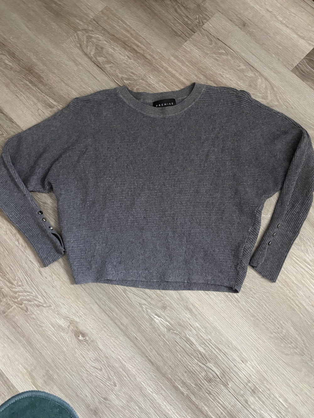Premise Charcoal Ribbed Crewneck Sweater for Men